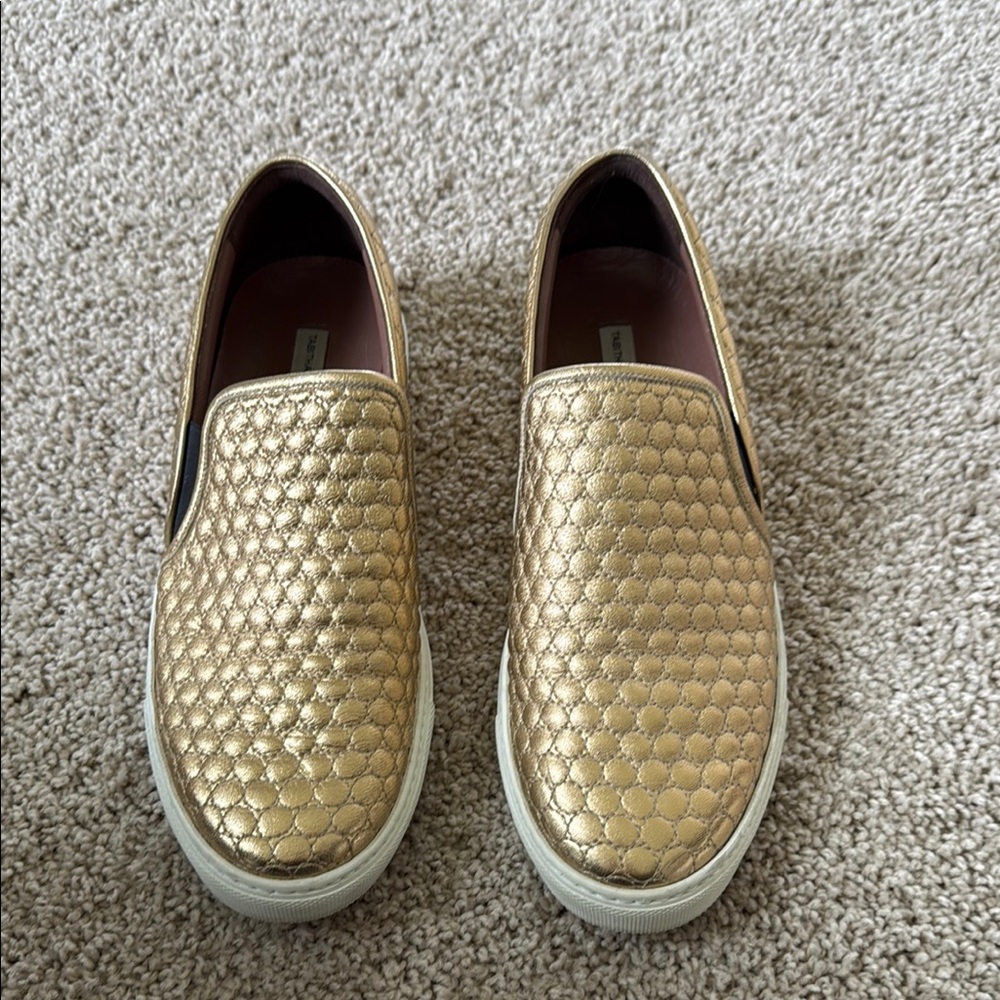 Tabitha Simmons Gold Quilted Sneakers